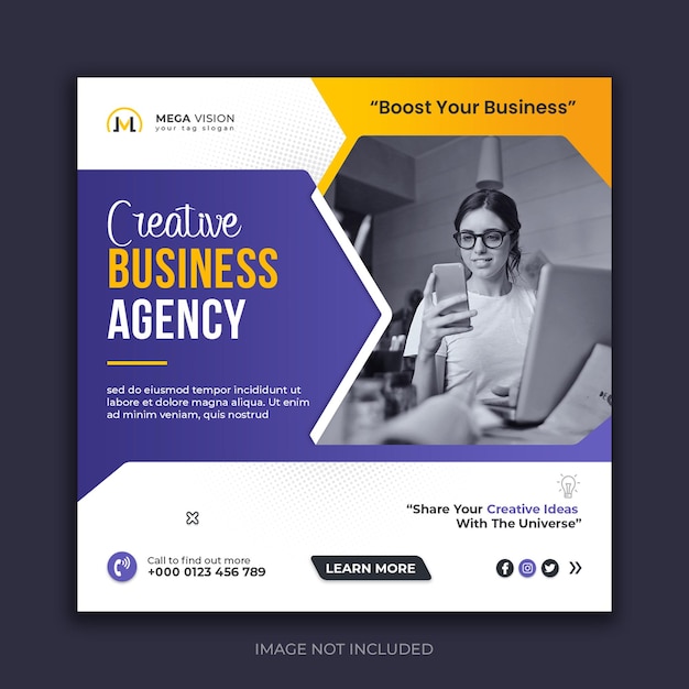 Creative business agency corporate social media instagram post and web banner template