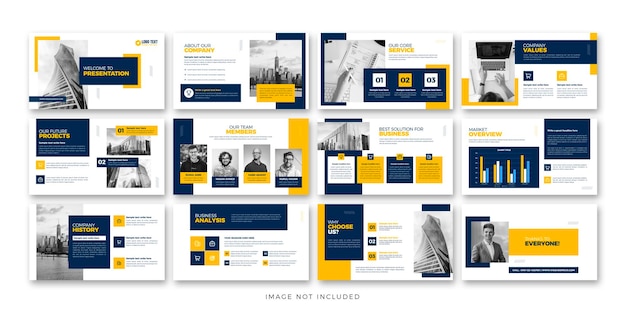 Creative business PowerPoint presentation and landing page keynote slide template design set