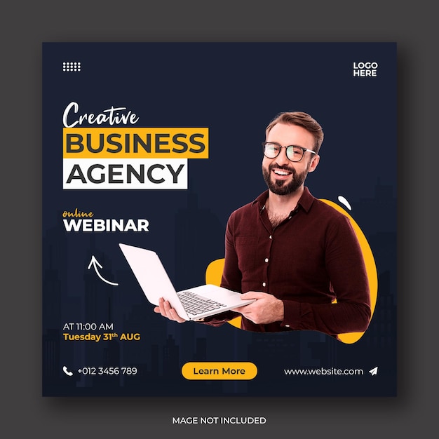 PSD creative business solutions agency online webinar and corporate social media banner template