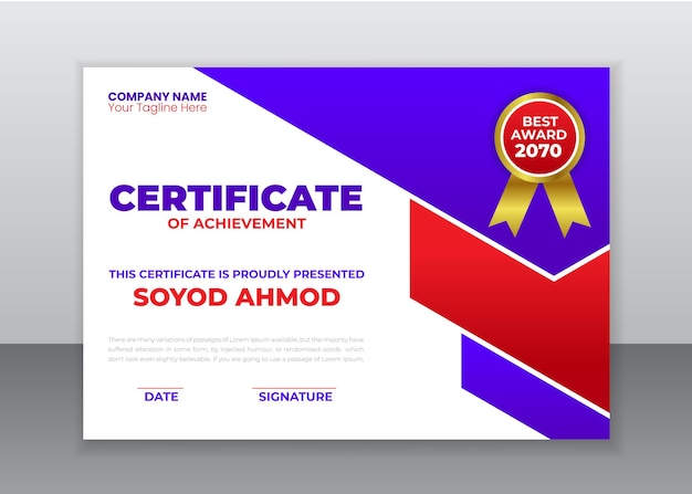 PSD creative certificate design template