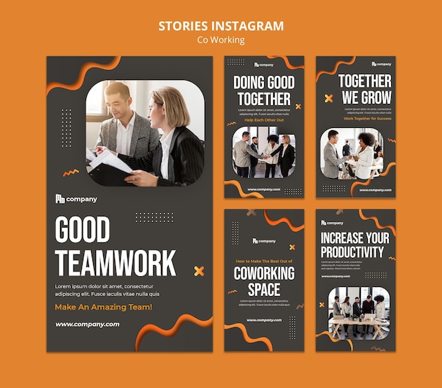 Creative co-working social media stories