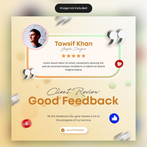 Creative concept client satisfaction review social media post template