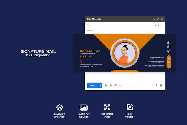 Creative concept email signature template design or email footer and personal social media cover