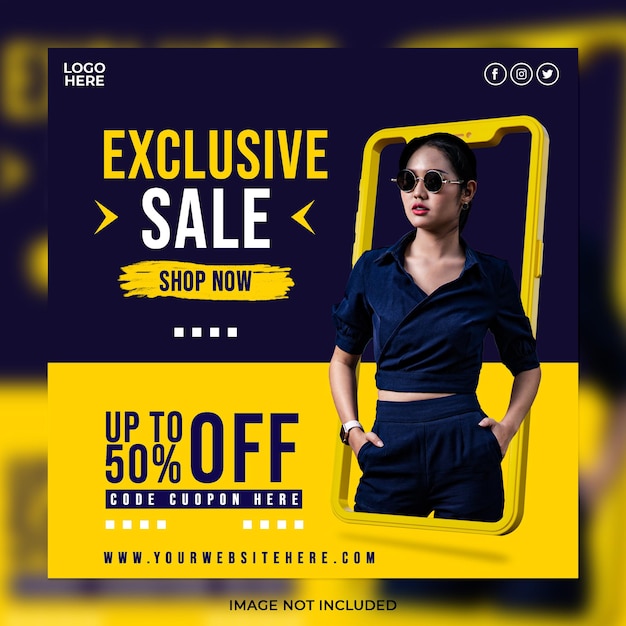 PSD creative concept exclusive fashion sale and social media post template