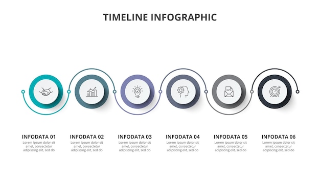 PSD creative concept for infographic timeline process diagram with 6 steps