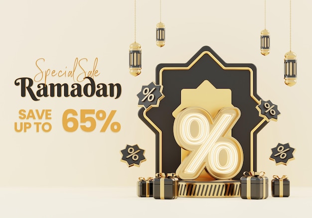 Creative concept instagram post islamic ramadan with 3d render illustration digital marketing