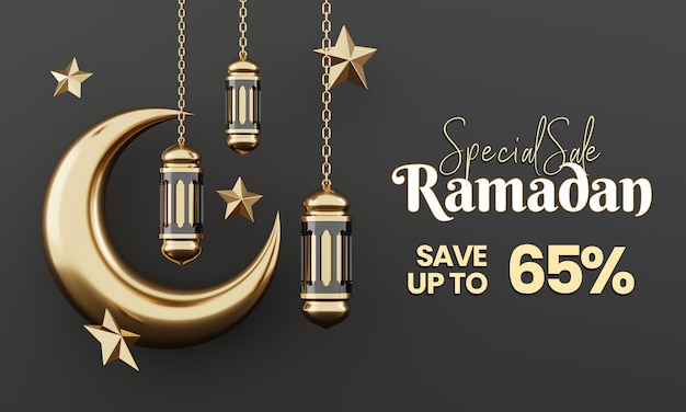 Creative concept instagram post islamic ramadan with 3d render illustration digital marketing