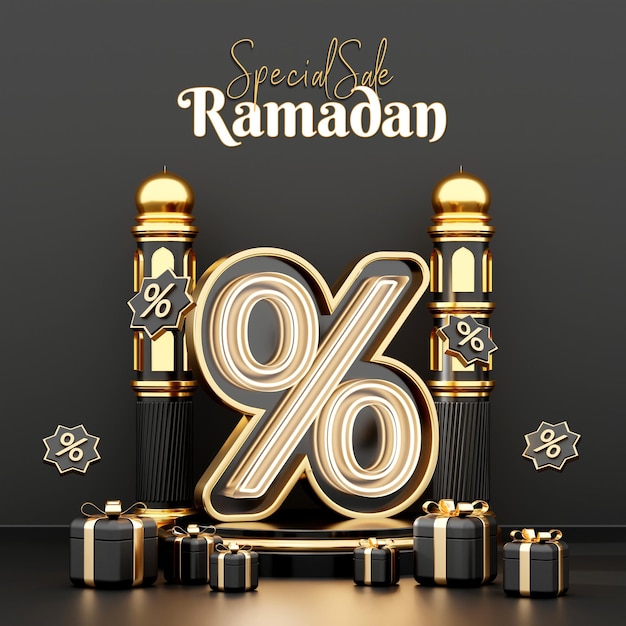 Creative concept instagram post islamic ramadan with 3d render illustration digital marketing