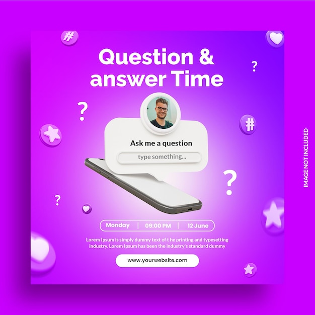 Creative concept question and answer time for social media post instagram template