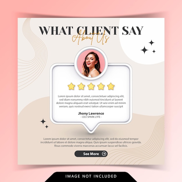 Creative concept for satisfied feedback customer testimonial social media instagram post Template