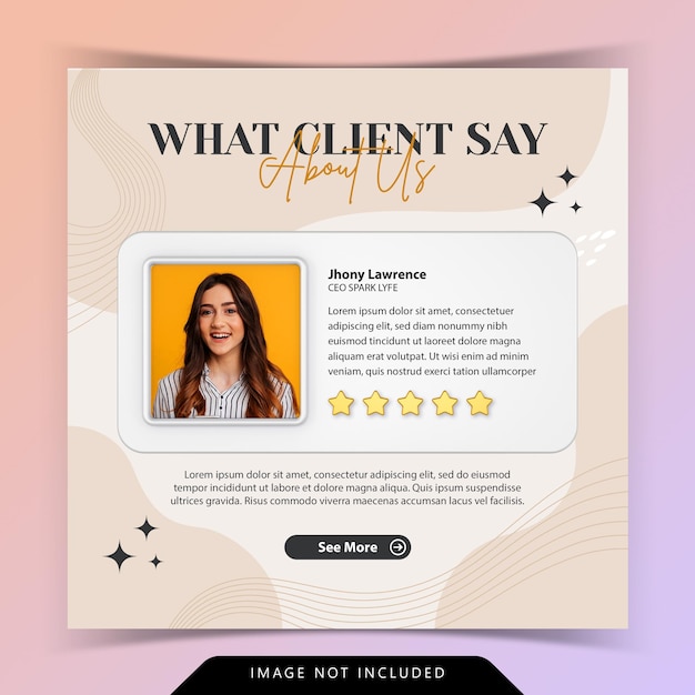 Creative concept for satisfied feedback customer testimonial social media instagram post Template