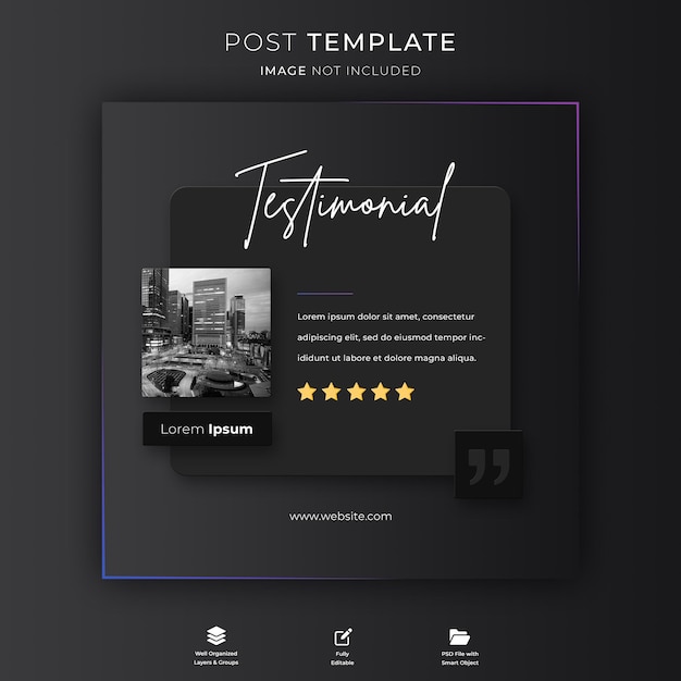 Creative concept for satisfied feedback customer testimonial social media post template