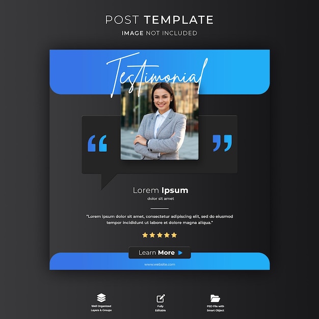 Creative concept for satisfied feedback customer testimonial social media post template