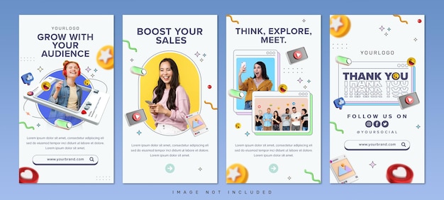 creative concept social media agenci instagram post story template set