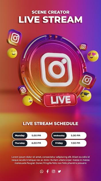 PSD creative concept social media instagram live stream digital marketing promotion template