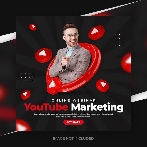 Creative concept social media youtube channel promotion post with 3d template