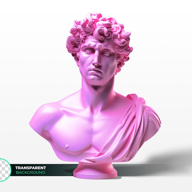 Creative concept with old statue Pink color lighting on white background minimal party concept