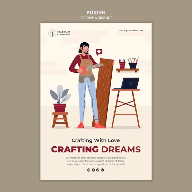 Creative crafting workshop poster template