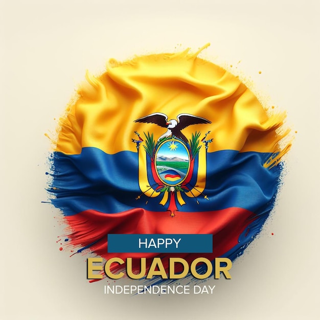 Creative Design Template for Ecuador Independence Day with Flag