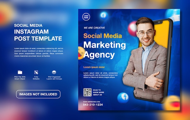 Creative digital marketing agency promotion instagram post template