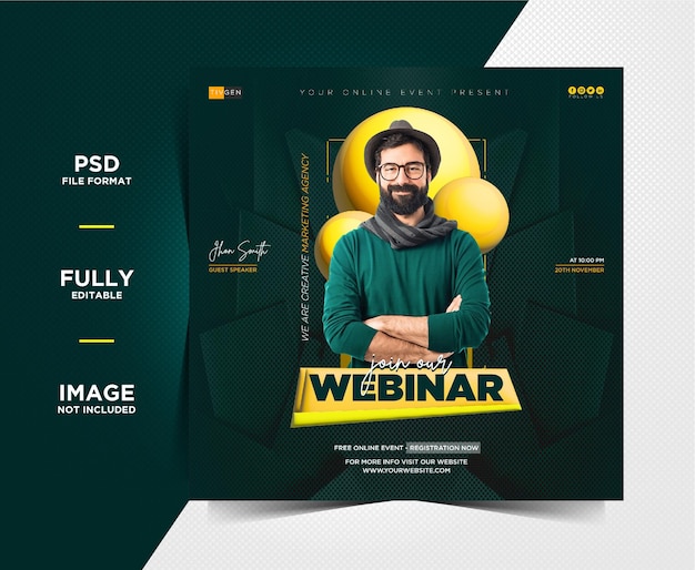 Creative Digital marketing live webinar and corporate social media post templates