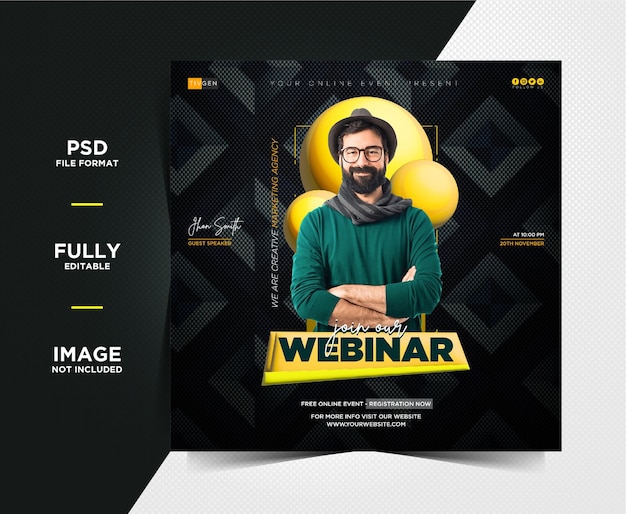 Creative Digital marketing live webinar and corporate social media post templates