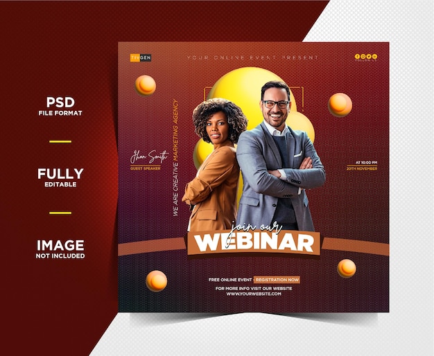 Creative Digital marketing live webinar and corporate social media post templates