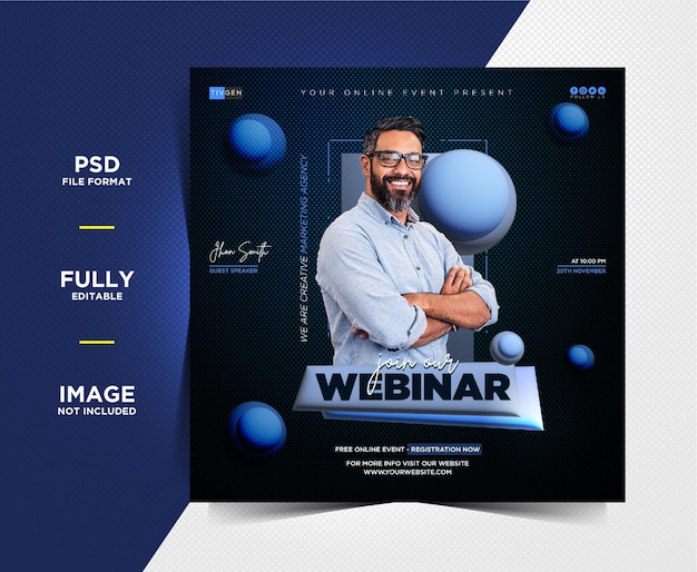 Creative Digital marketing live webinar and corporate social media post templates