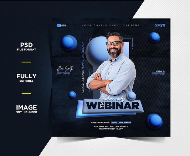 Creative Digital marketing live webinar and corporate social media post templates