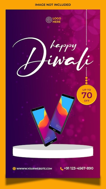 PSD creative diwali sales social media post