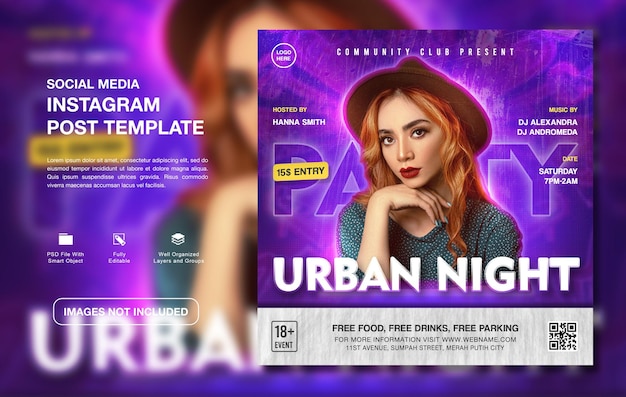 Creative dj party promotion instagram post template