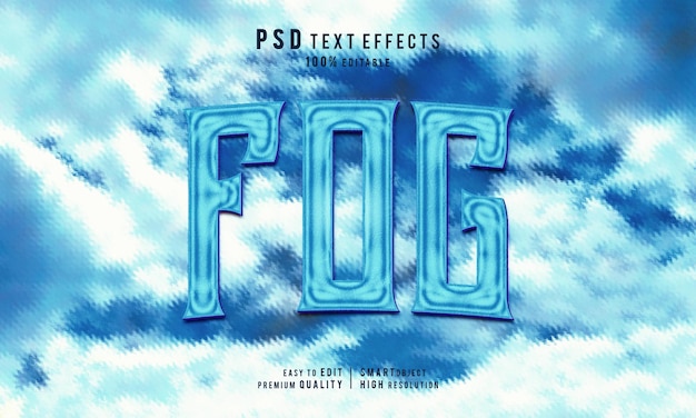 PSD creative fog 3d editable text effects layer mockup template