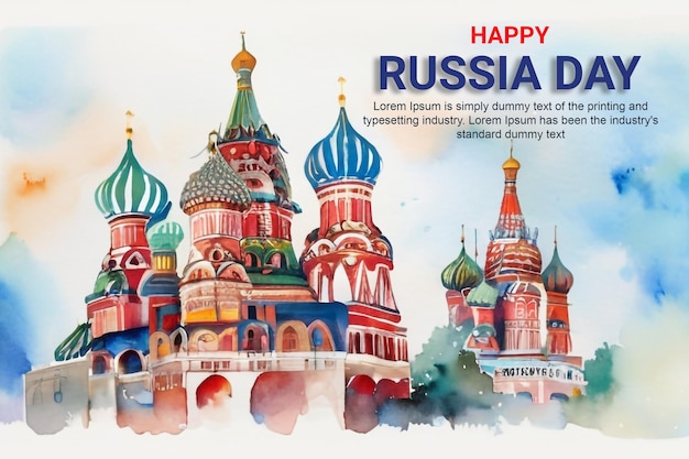 Creative Hand Drawn PSD Design for National Day Russia