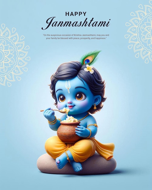 Creative Happy Krishna janmashtami banner design template