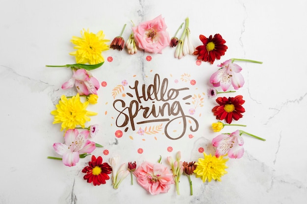 Creative hello spring floral frame