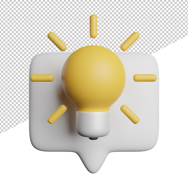 Creative Idea Bulb front view 3d rendering icon illustration on transparent background