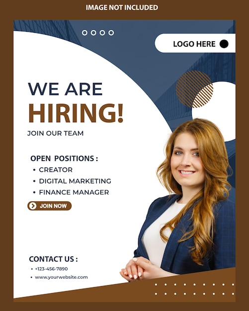 PSD creative job hiring poster for social media