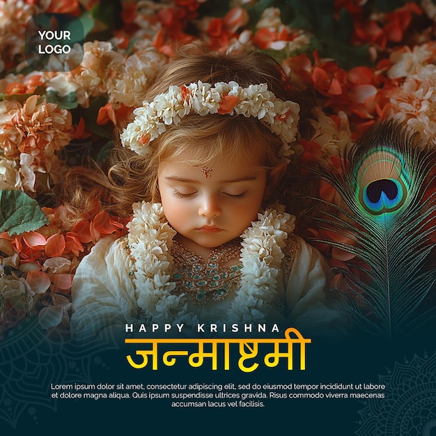 Creative Krishna Janmashtami Invitation Flyer with HighResolution Layers