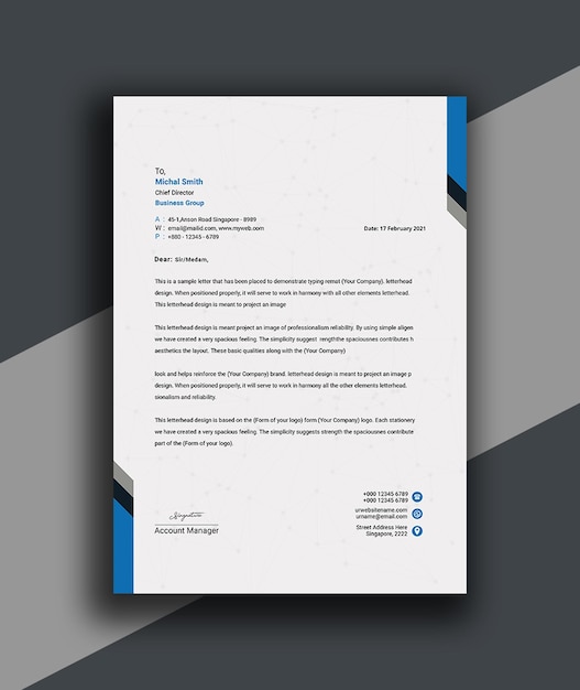 Creative letterhead design template vector Free Psd