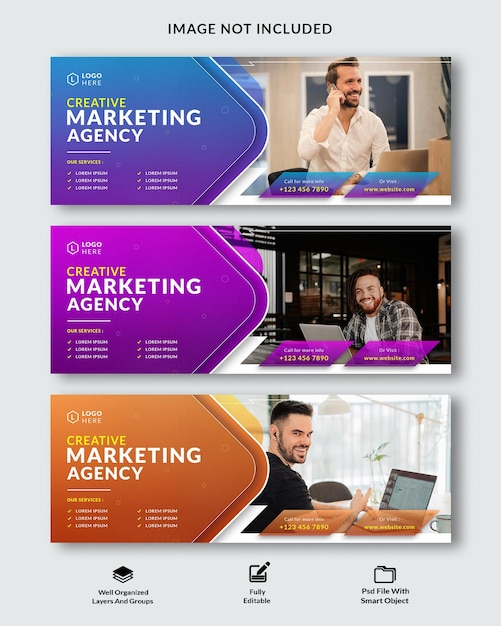 Creative marketing agency Facebook over and Web Banner  template