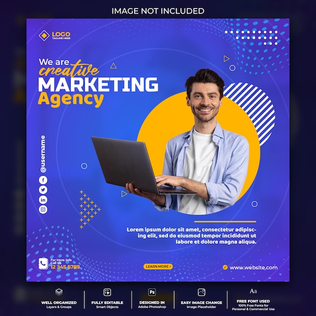 Creative marketing agency promotion social media post template