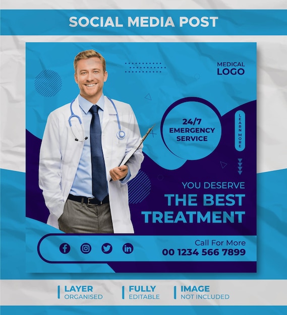 Creative Medical Healthcare Social Media Post Template