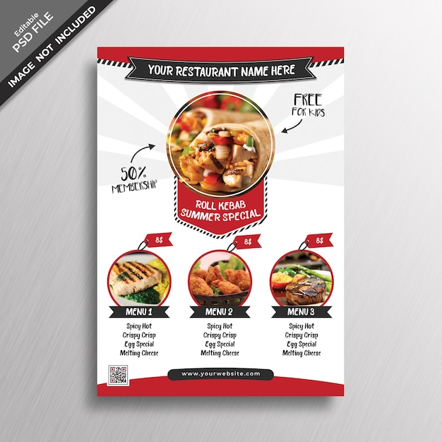 Creative menu cover mockup