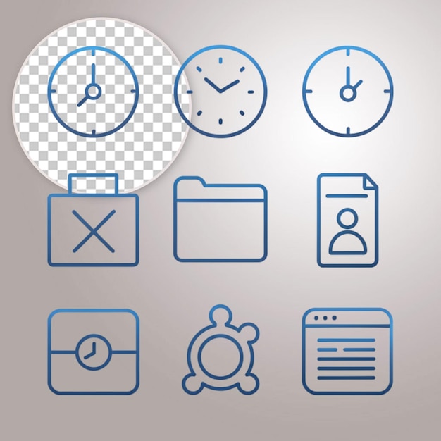 PSD creative miscellaneous 25 blue icon pack on transparent background