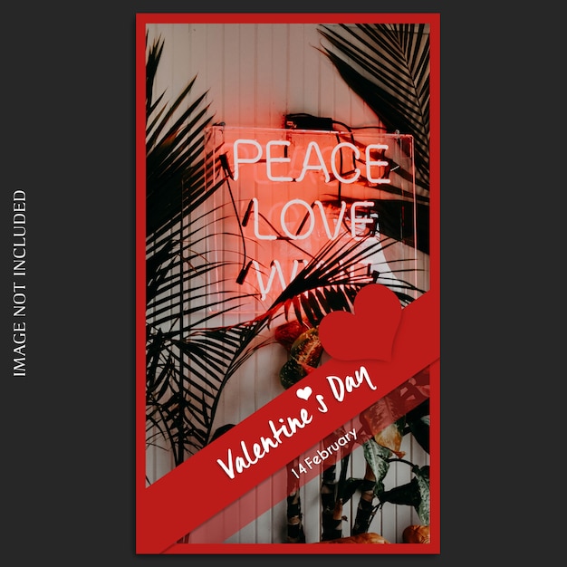 Creative Modern Romantic Valentine Day Instagram Story Template and Photo Mockup