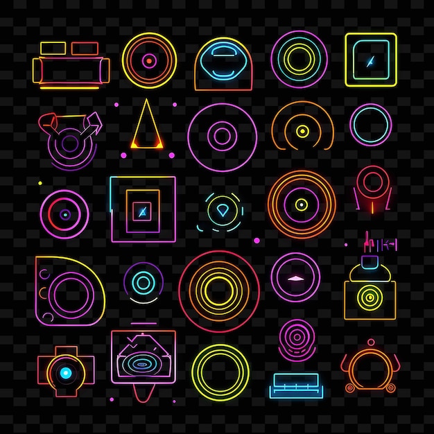 Creative Neon Line Modern Design Elements for Vibrant and Captivating Artworks Y2K Shapes