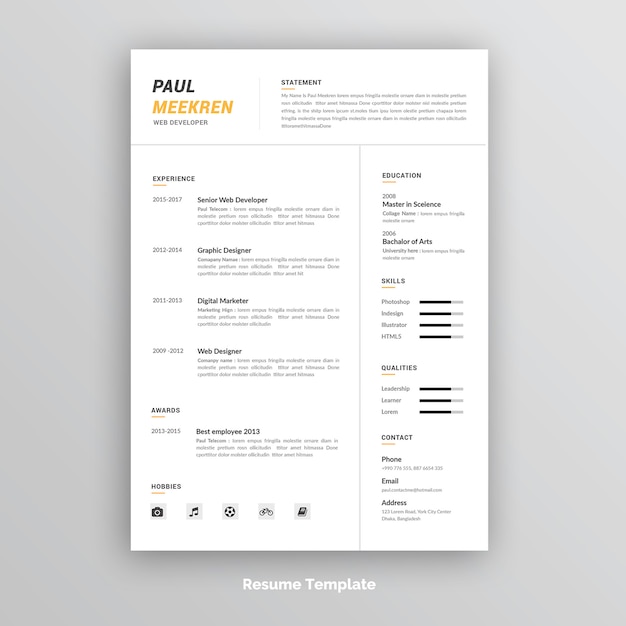 Creative resume or cv template