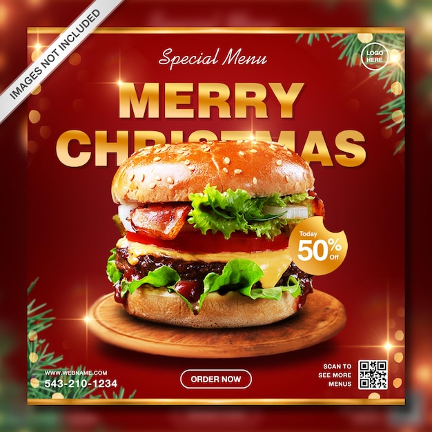 Creative special christmas food promotion instagram post template