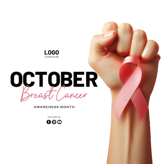 PSD creative style breast cancer awareness month social media post design with october awareness month b