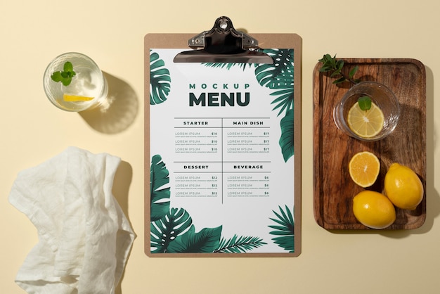 Creative summer menu with ingredients